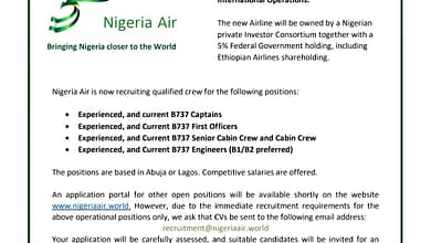 Nigeria Air Recruitment 2022 || Portal || Nigeriaair.World